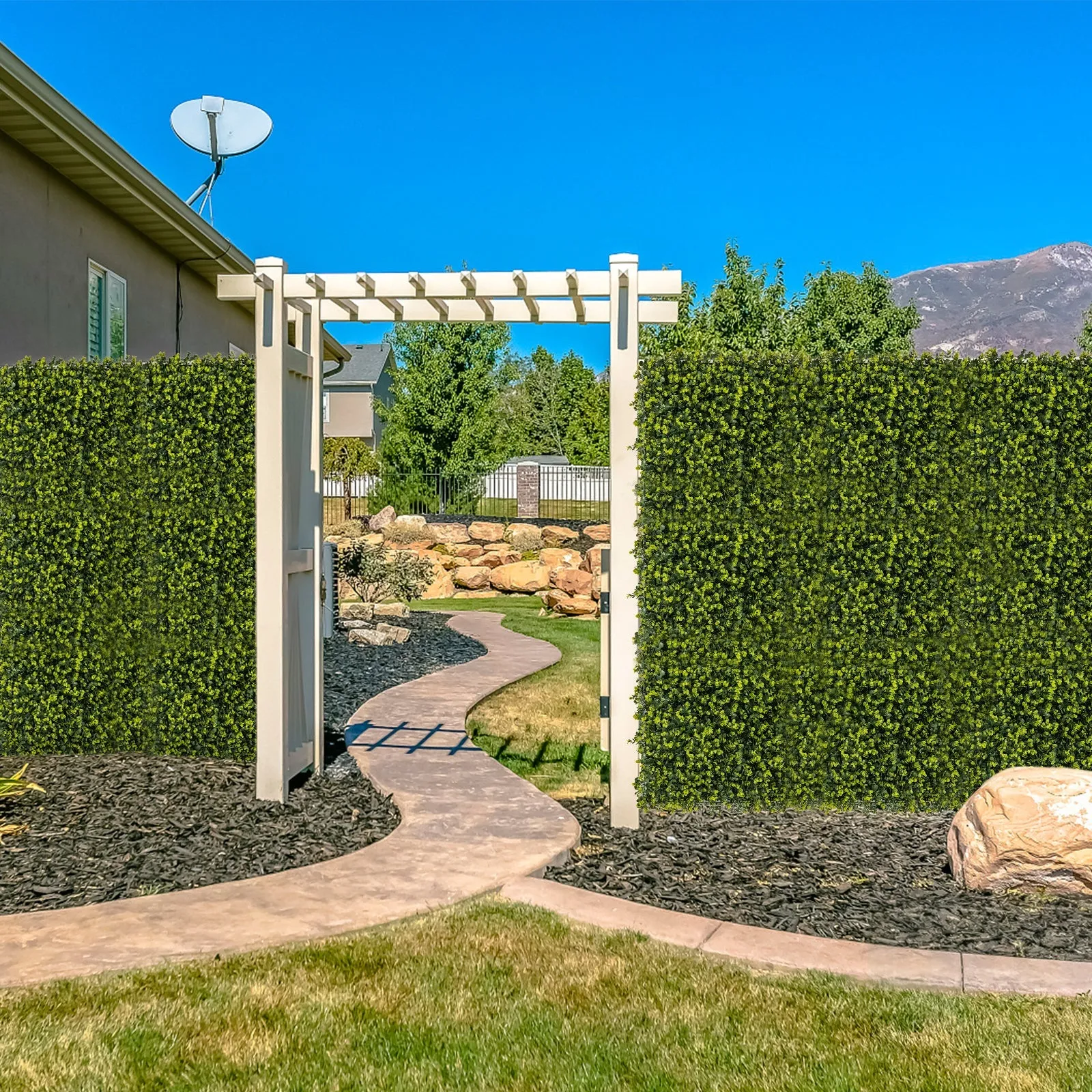 12 Pieces 50 x 50 cm Artificial Hedge Boxwood Panels with 7cm Thickness