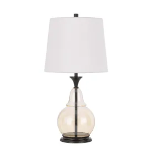 150W 3 Way Kittery Glass Table Lamp With Hardback Fabric Shade By Cal Lighting