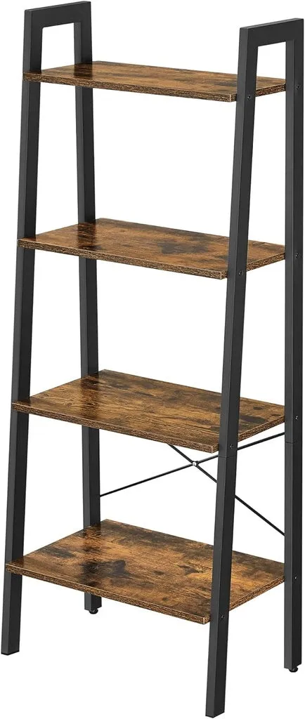 4-Tier Rustic Ladder Shelf, Industrial Storage Rack - Vasagle