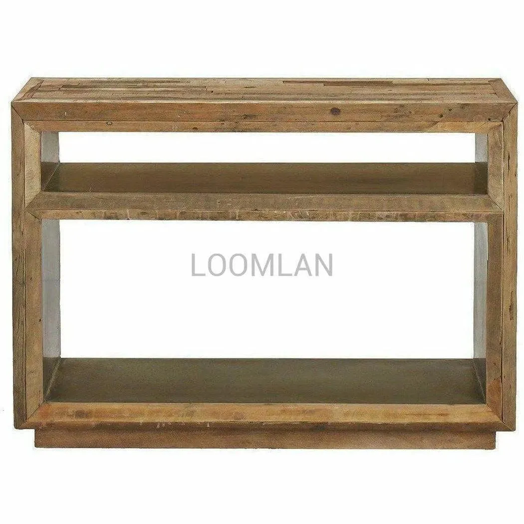 48" Slim Reclaimed Wood Console Table with Storage Shelves