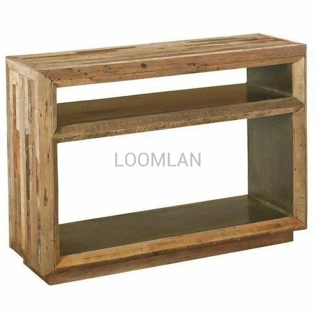 48" Slim Reclaimed Wood Console Table with Storage Shelves