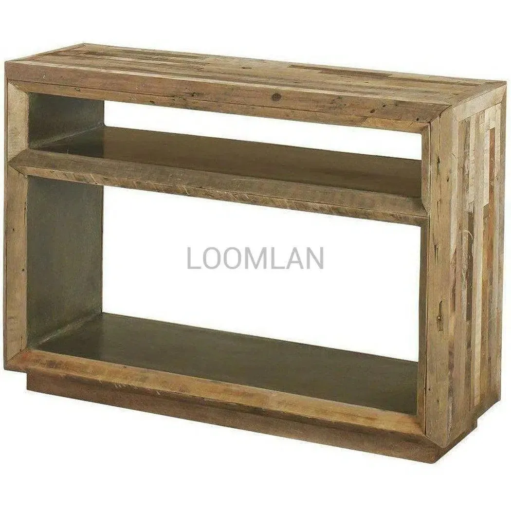 48" Slim Reclaimed Wood Console Table with Storage Shelves