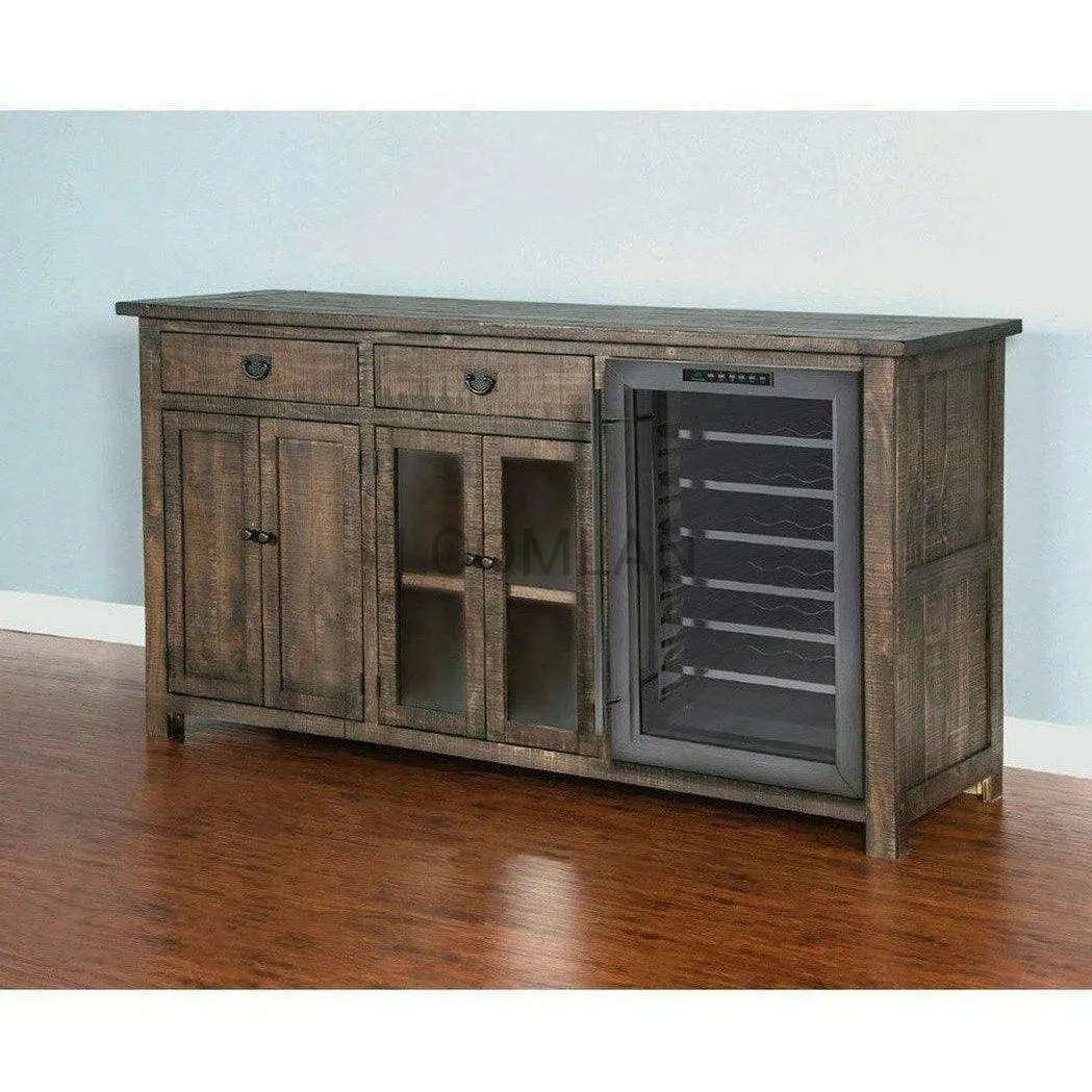 80x80" Buffet With Hatch Wine Rack for Wine Fridge Dark Stain