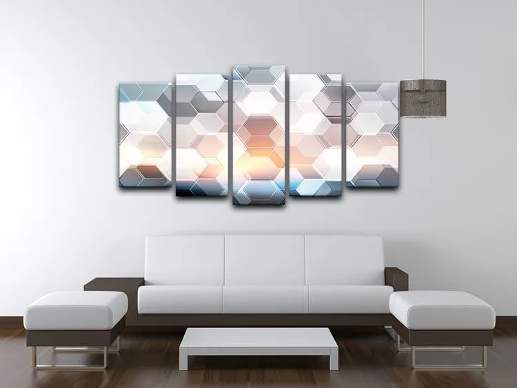 Abstract modern tech hexagon 5 Split Panel Canvas