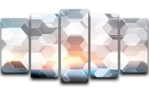 Abstract modern tech hexagon 5 Split Panel Canvas