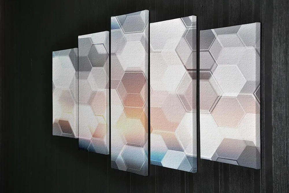 Abstract modern tech hexagon 5 Split Panel Canvas