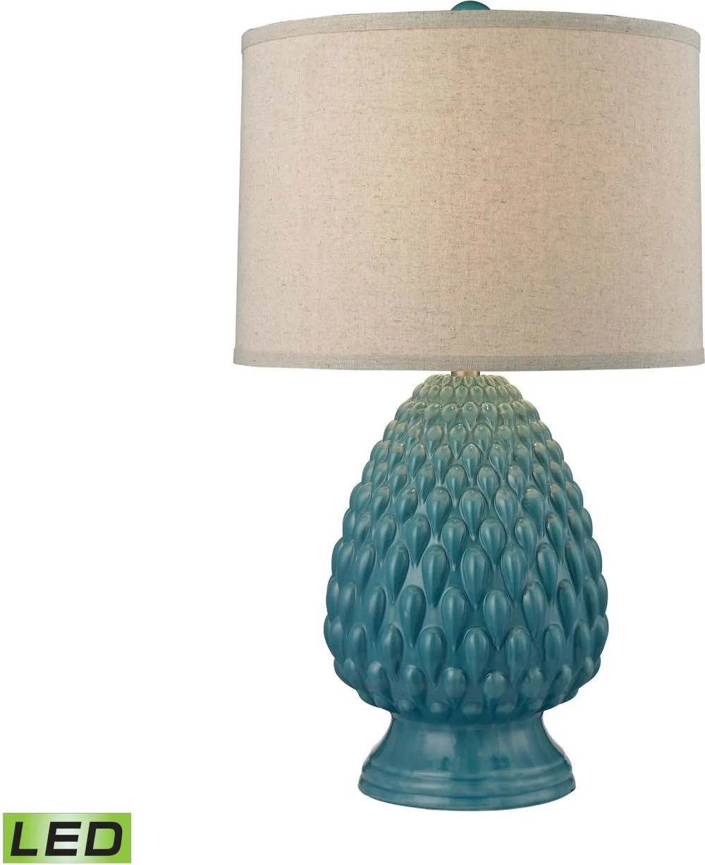 Acorn Ceramic Led Table Lamp In Deep Seafoam Glazed Ceramic