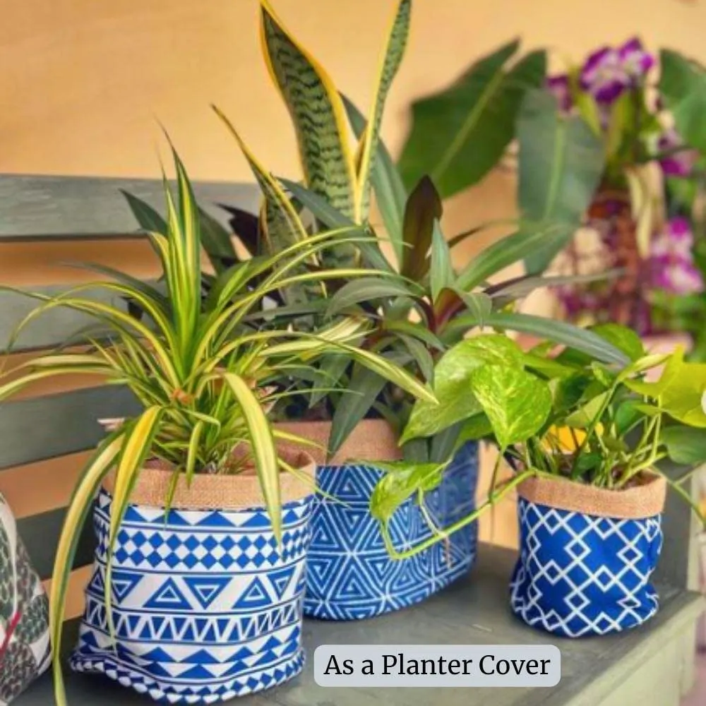 Akira Furnishings Elegant Indigo Blue Jute Fabric Planter Baskets - Set of 3 - Great for Storage and Home Décor - Flexible and Soft Material, Not As Sturdy as Jute Dori Baskets