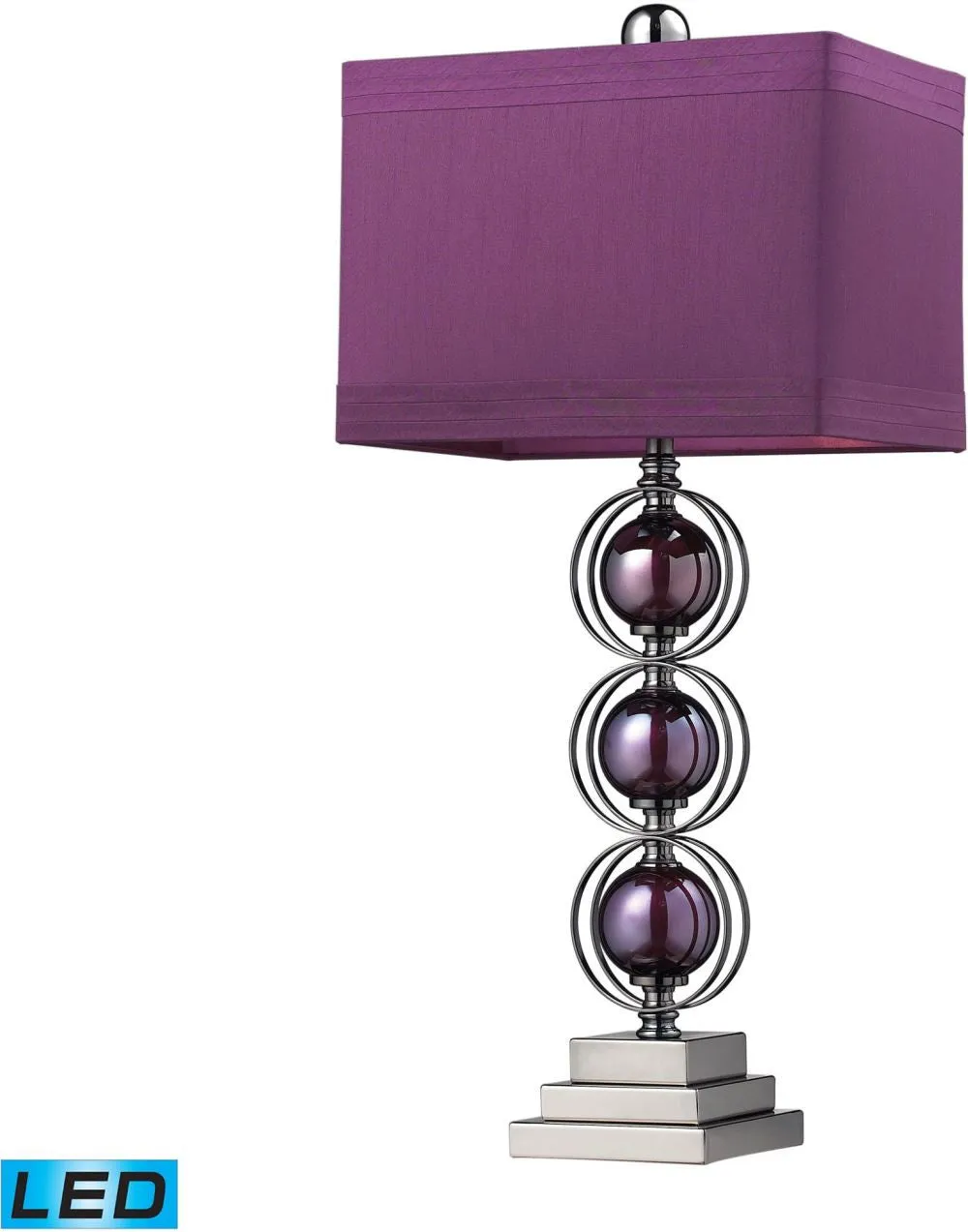 Alva Contemporary Led Table Lamp In Black Nickel and Purple