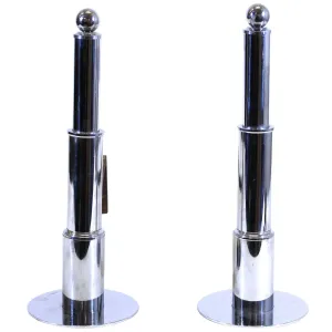 American Art Deco Chromed Metal 'Skyscraper Style' Andirons