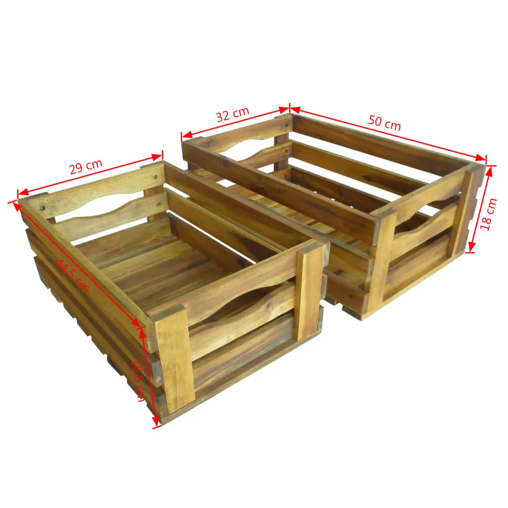 Apple Crate Set 2 Pieces Solid Acacia Wood