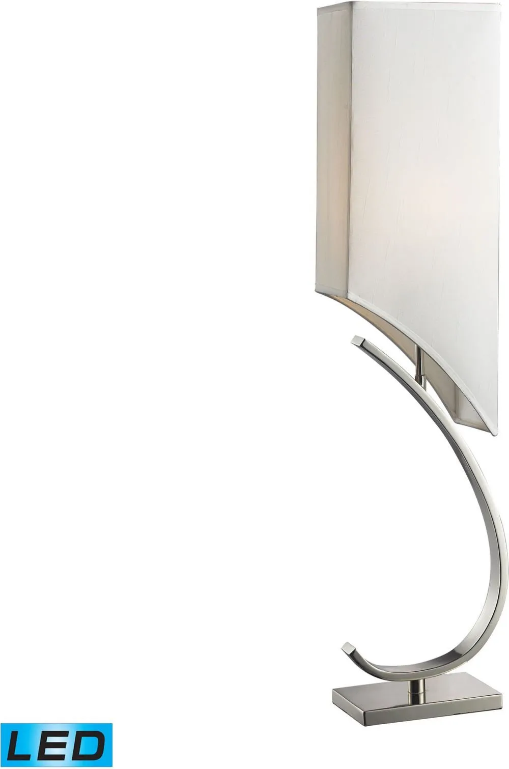 Appleton Led Table Lamp In Polished Nickel With Pure White Shade