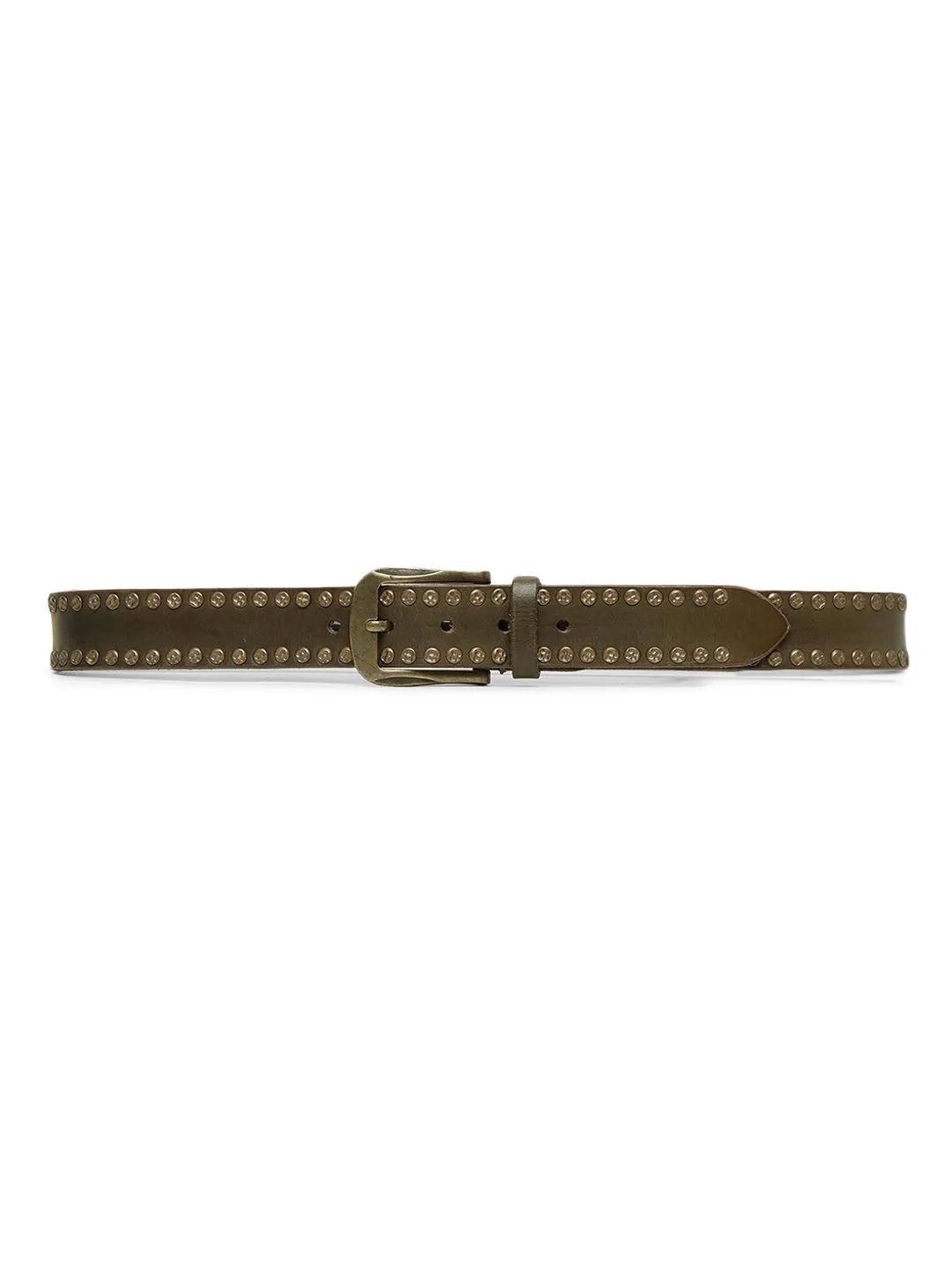 Art N Vintage Premium Olive Genuine Leather Studded Men's Belt - Stylish & Durable