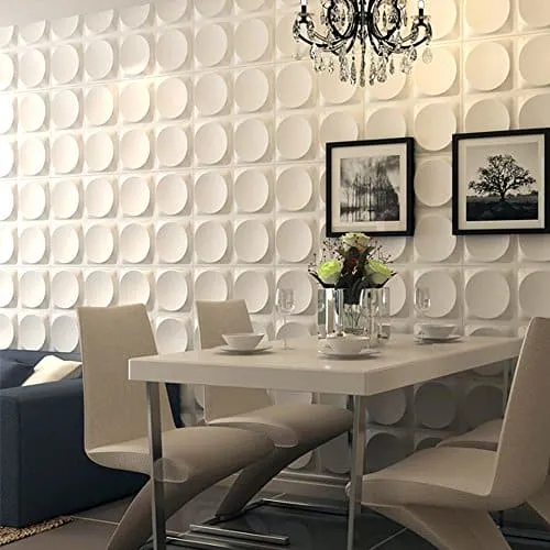 Art3d White Wall Panels Modern 3D Wall Decor, Moon Surface Design, 12 Tiles 32 SF