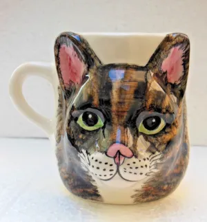 Babbacombe Pottery Drinking Mug with Black and Ginger Torti Cat Face