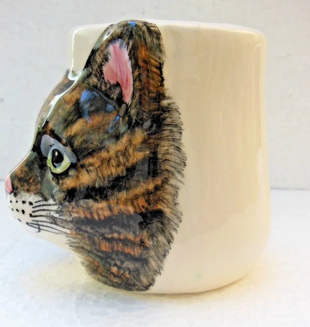 Babbacombe Pottery Drinking Mug with Black and Ginger Torti Cat Face