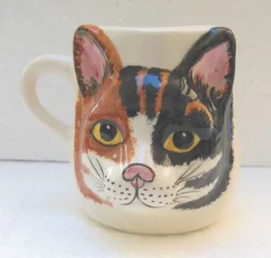 Babbacombe Pottery Drinking Mug with Calico Cat Face