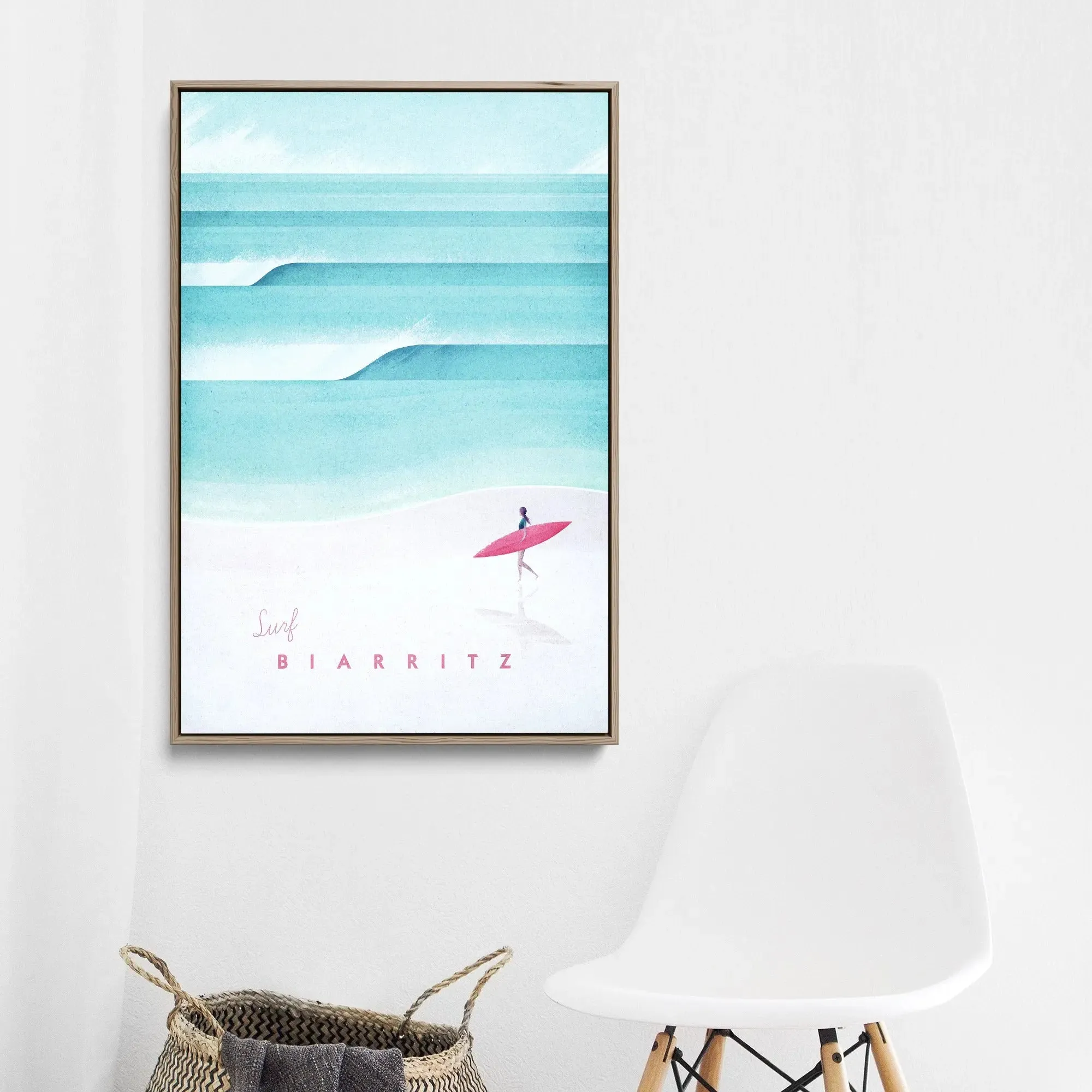 Biarritz by Henry Rivers - Stretched Canvas Print or Framed Fine Art Print - Artwork- Vintage Inspired Travel Poster