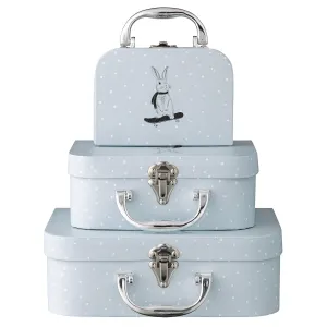 Bloomingville Set of 3 Light Blue Toy Suitcases