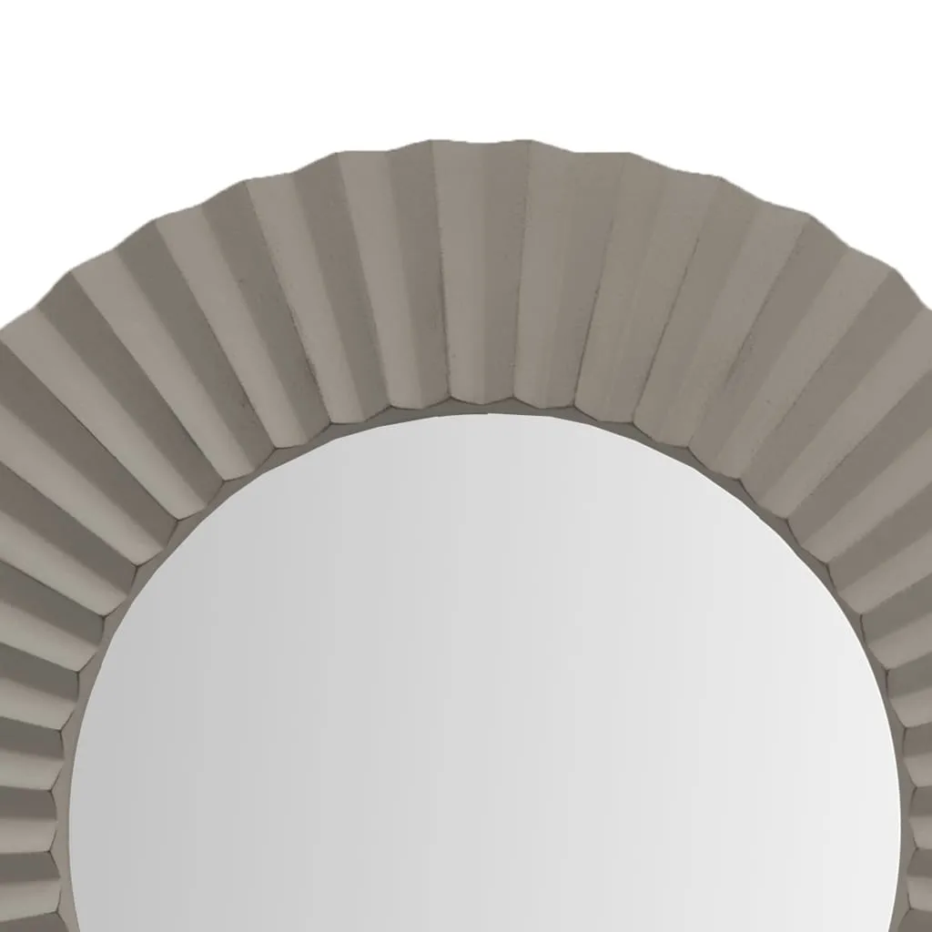 Bren 32" Round Beveled Wall Mirror with Wooden Frame, Modern Gray By The Urban Port