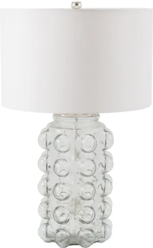 Bubble Table Lamp In Clear Glass With Off White Shade