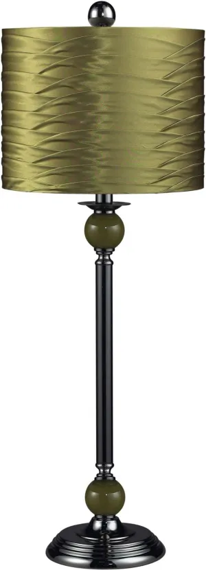 Carrington Green Buffet Lamp In Black Nickel With Pleated Shade