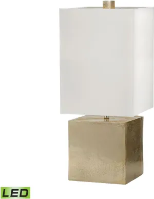 Cement Cube Led Table Lamp In Gold