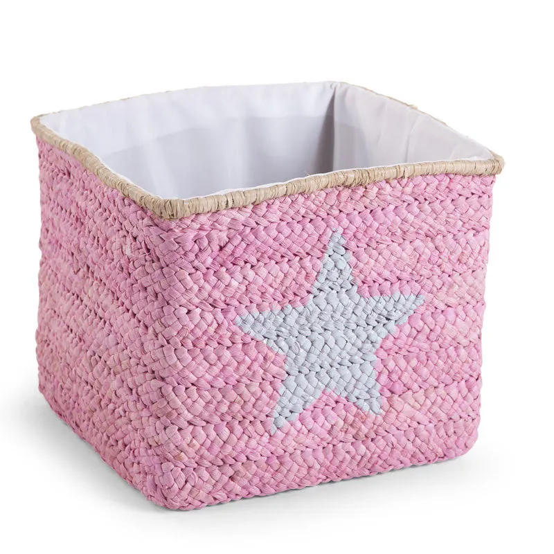 Childhome Box Straw Woven Basket 30x33x33 Pink