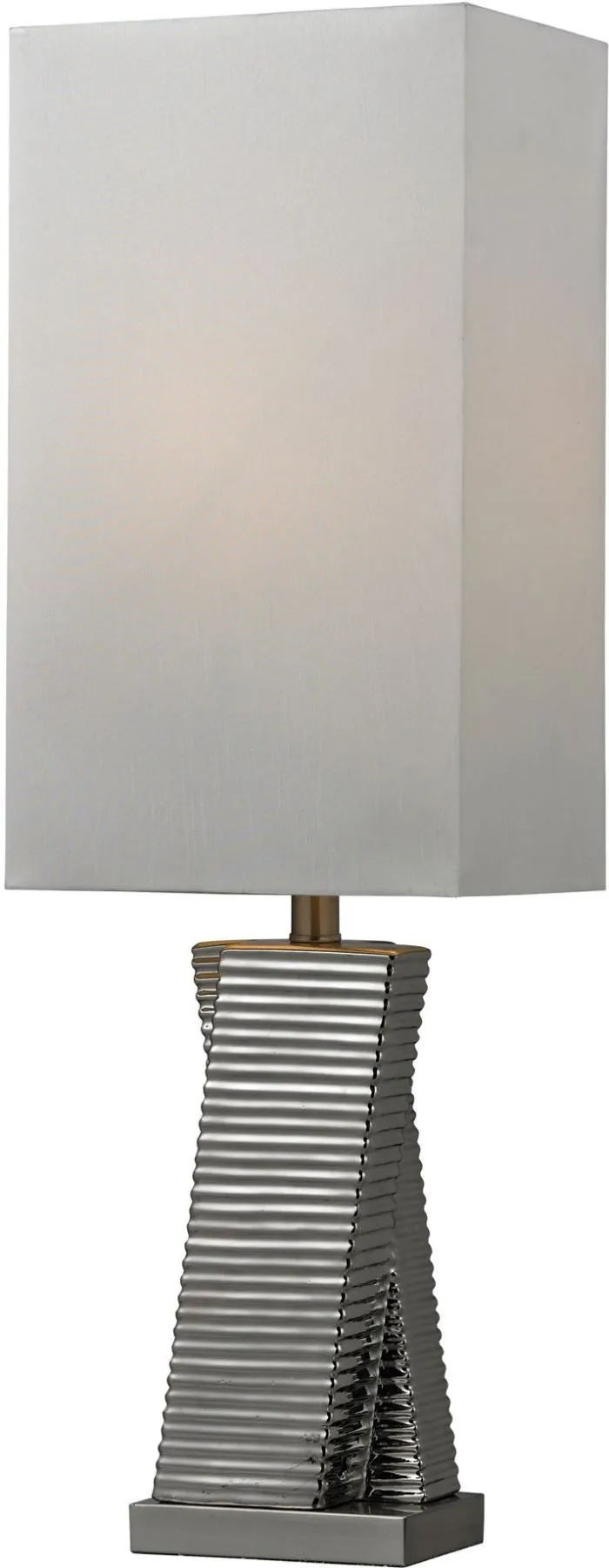 Chrome Plated Ceramic Table Lamp With Tall Linen Shade