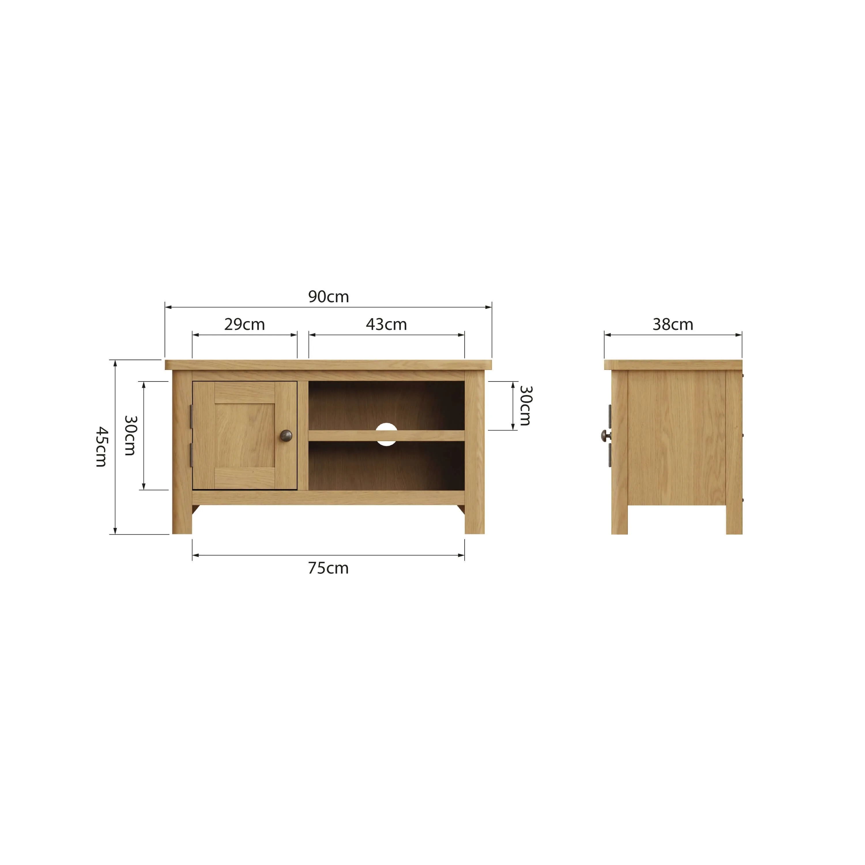 Clara Rustic Oak TV Unit