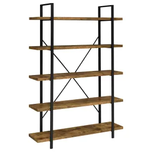 Cole 5-Shelf Bookcase Antique Nutmeg and Black