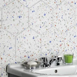 Confetti Terrazzo Tiles | Tutti Frutti | Hexagon Tiles | Terrazzo Tiles - 22cm x 25cm