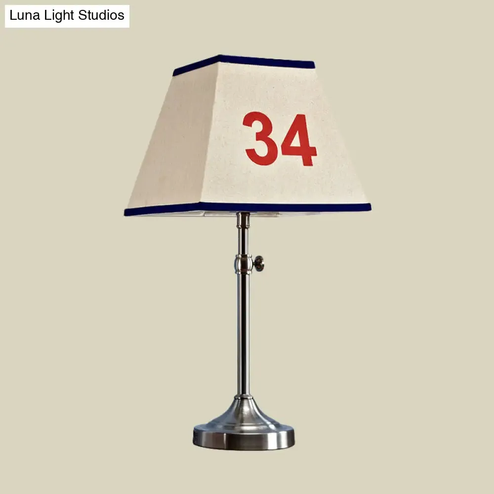 Contemporary Metal Table Lamp with Number Pattern for Bedroom - Beige Night Lighting