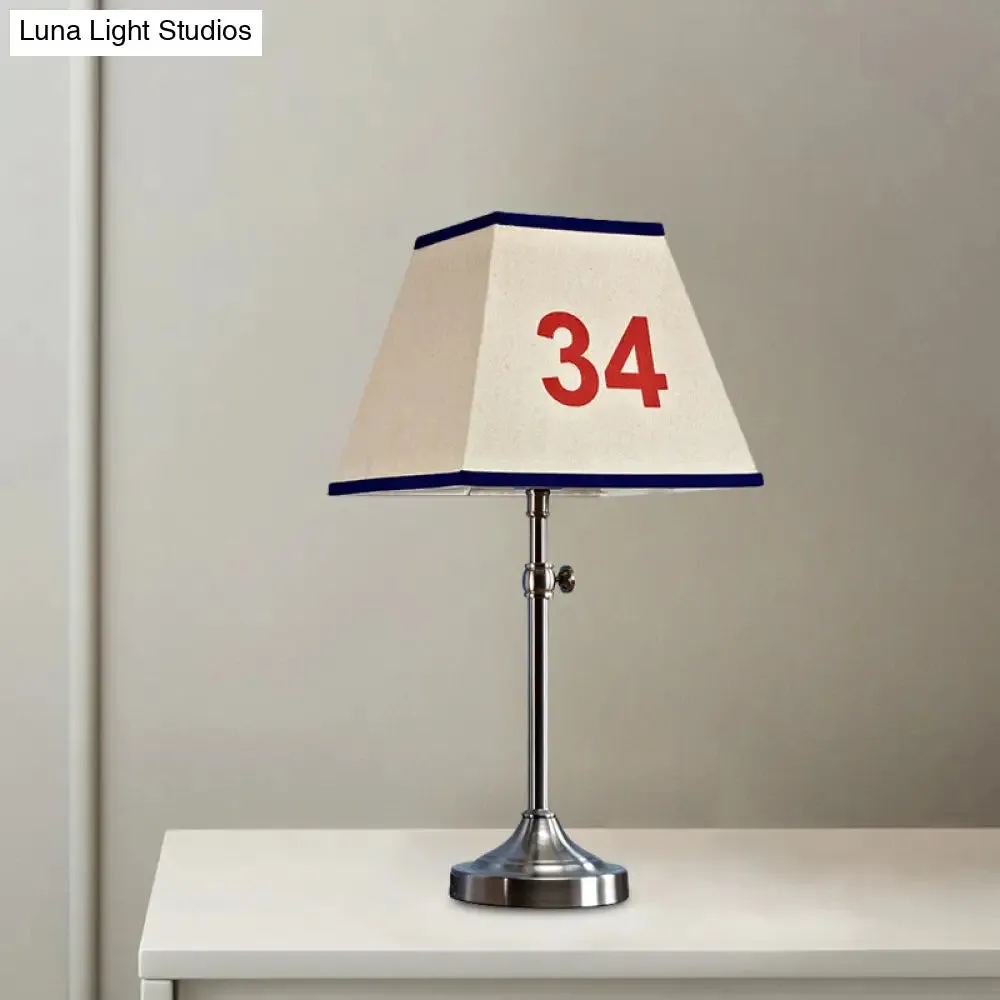 Contemporary Metal Table Lamp with Number Pattern for Bedroom - Beige Night Lighting