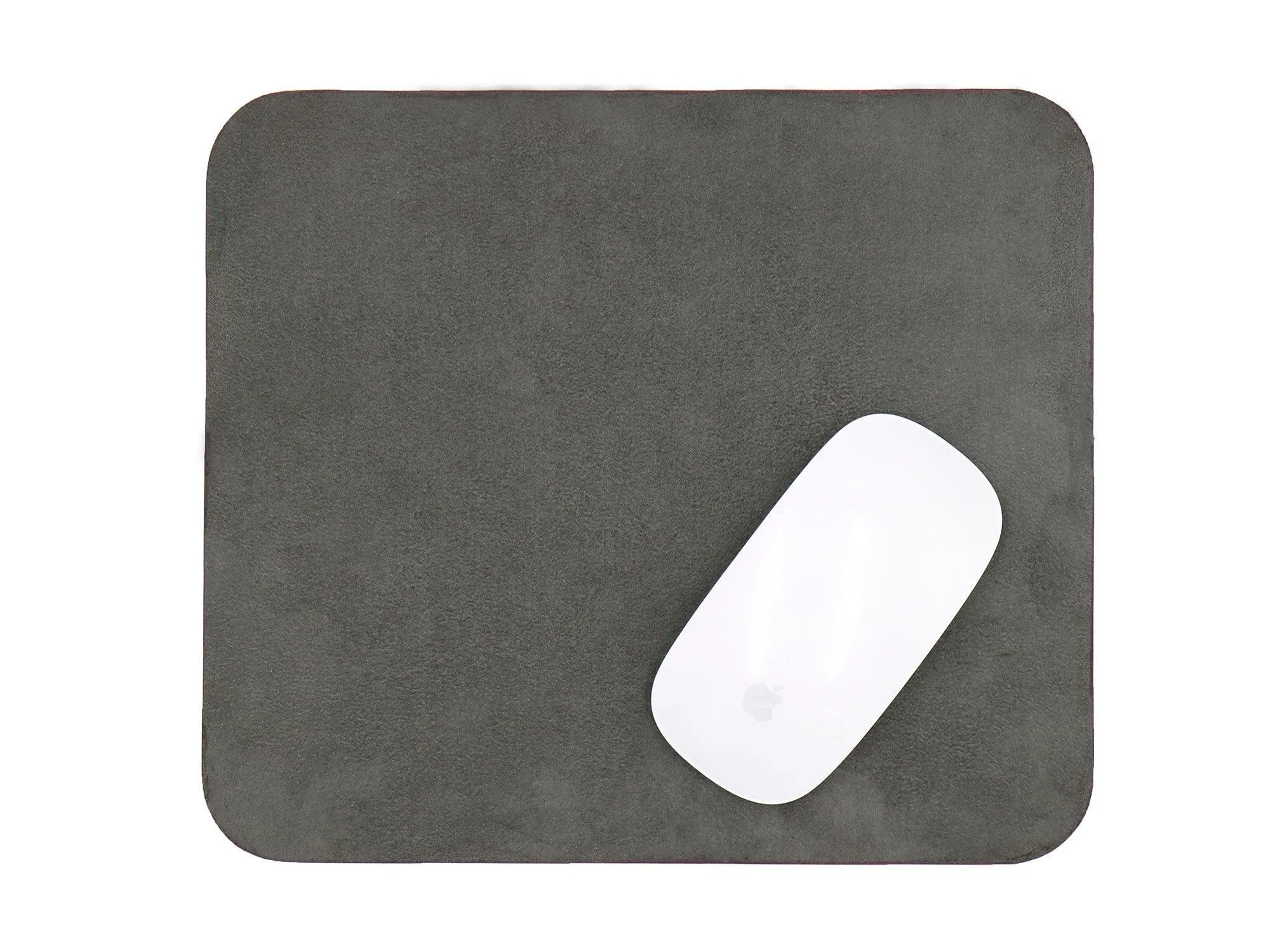 Contemporary Mouse Pad - Italian Pebble Grain Leather Backed with Dark Grey Microsuede