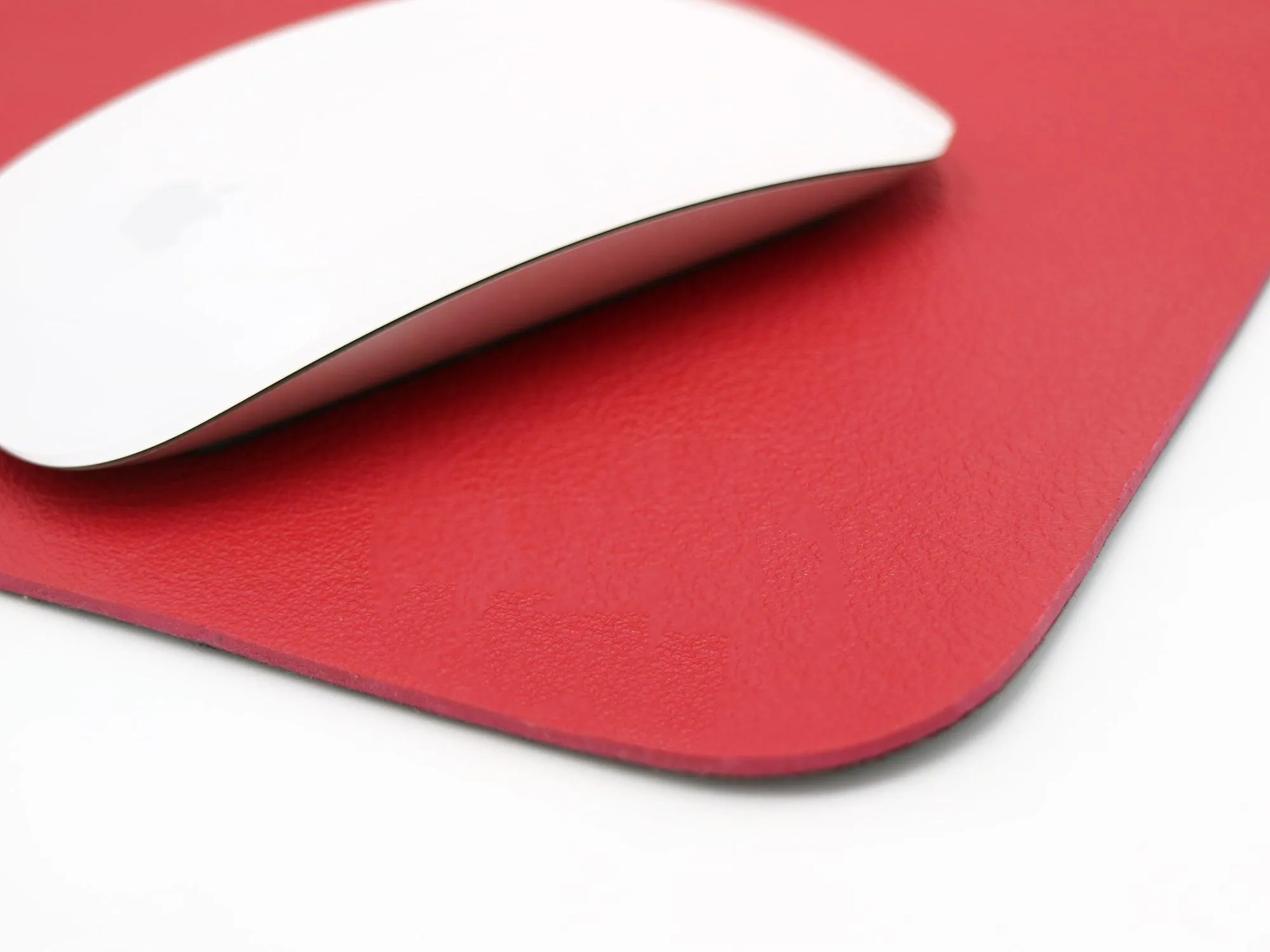 Contemporary Mouse Pad - Italian Pebble Grain Leather Backed with Dark Grey Microsuede