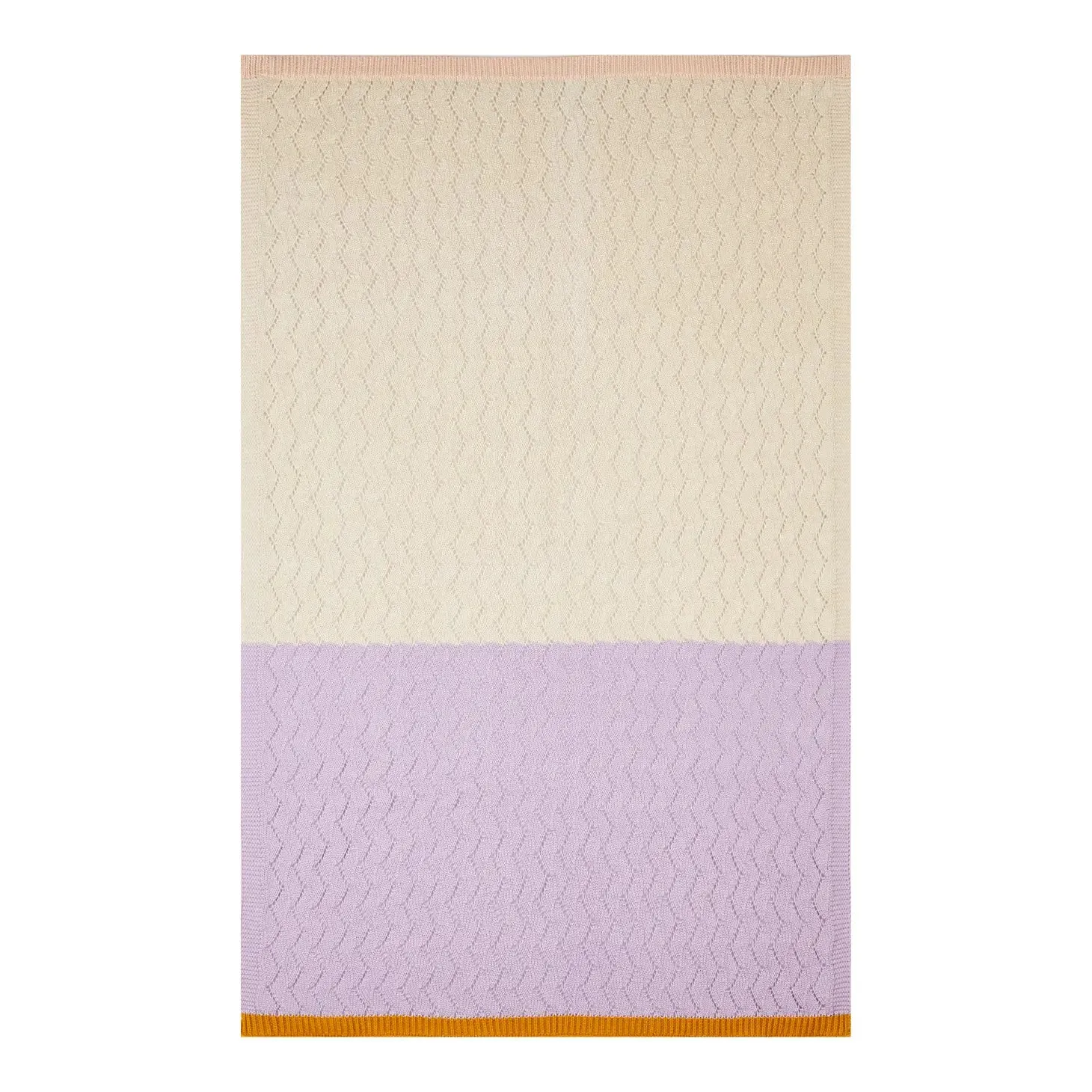 Cotton Knit Baby Blanket ''Lilac and Cream''