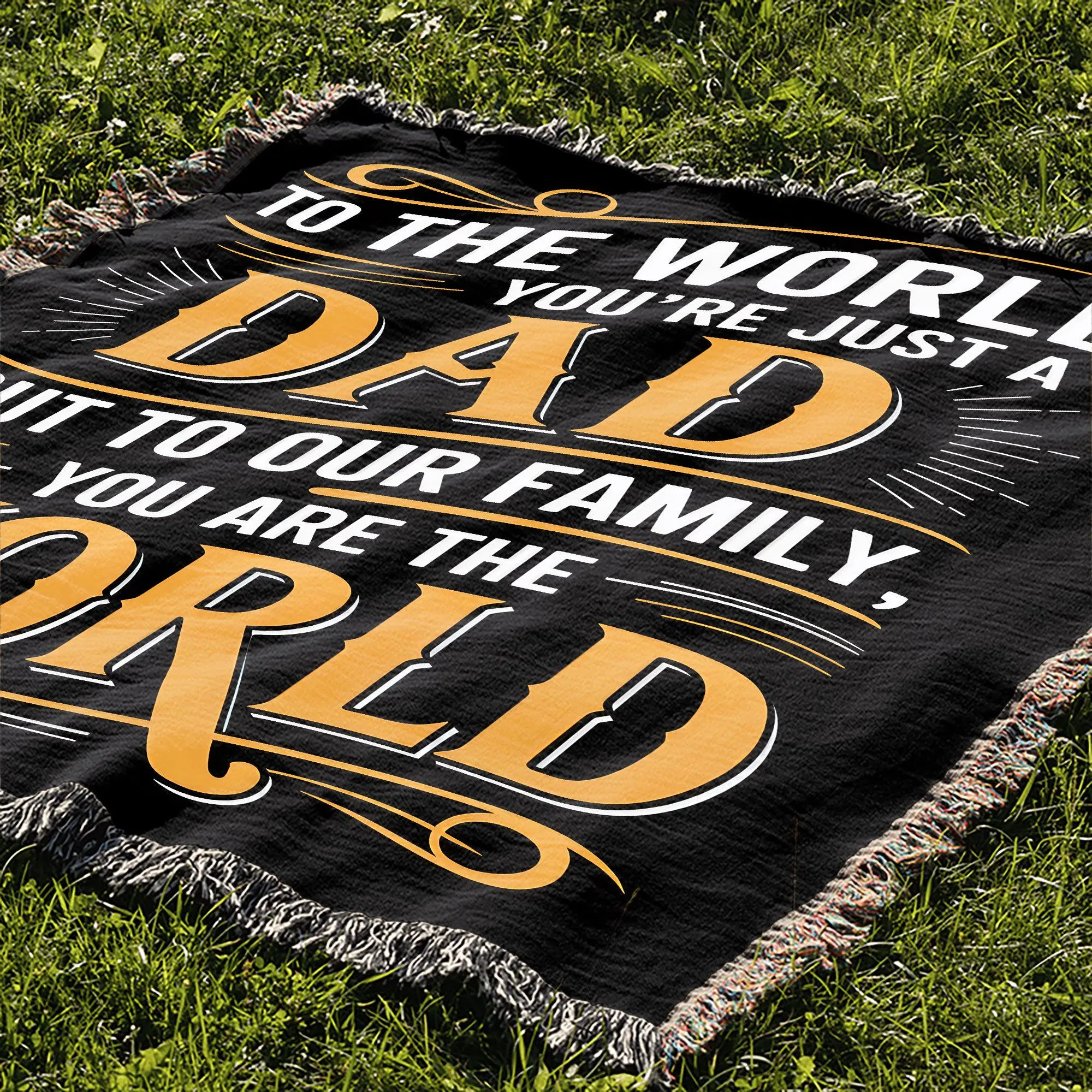 Dad You Are The World 50" x 60" Gift Woven Jacquard Blanket