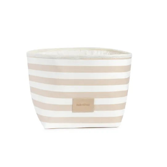 Django Toy Basket - Taupe Stripes/Natural