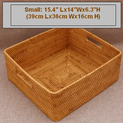 Extra Large Storage Baskets for Living Room, Storage Baskets for Clothes, Rectangular Storage Basket for Shelves, Woven Rattan Storage Basket for Kitchen