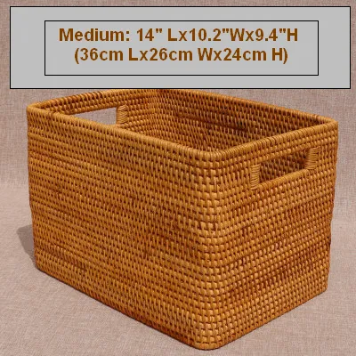 Extra Large Storage Baskets for Living Room, Storage Baskets for Clothes, Rectangular Storage Basket for Shelves, Woven Rattan Storage Basket for Kitchen