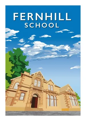 Fernhill School - Stunning Hand-Drawn Vintage Travel Style Wall Art Poster