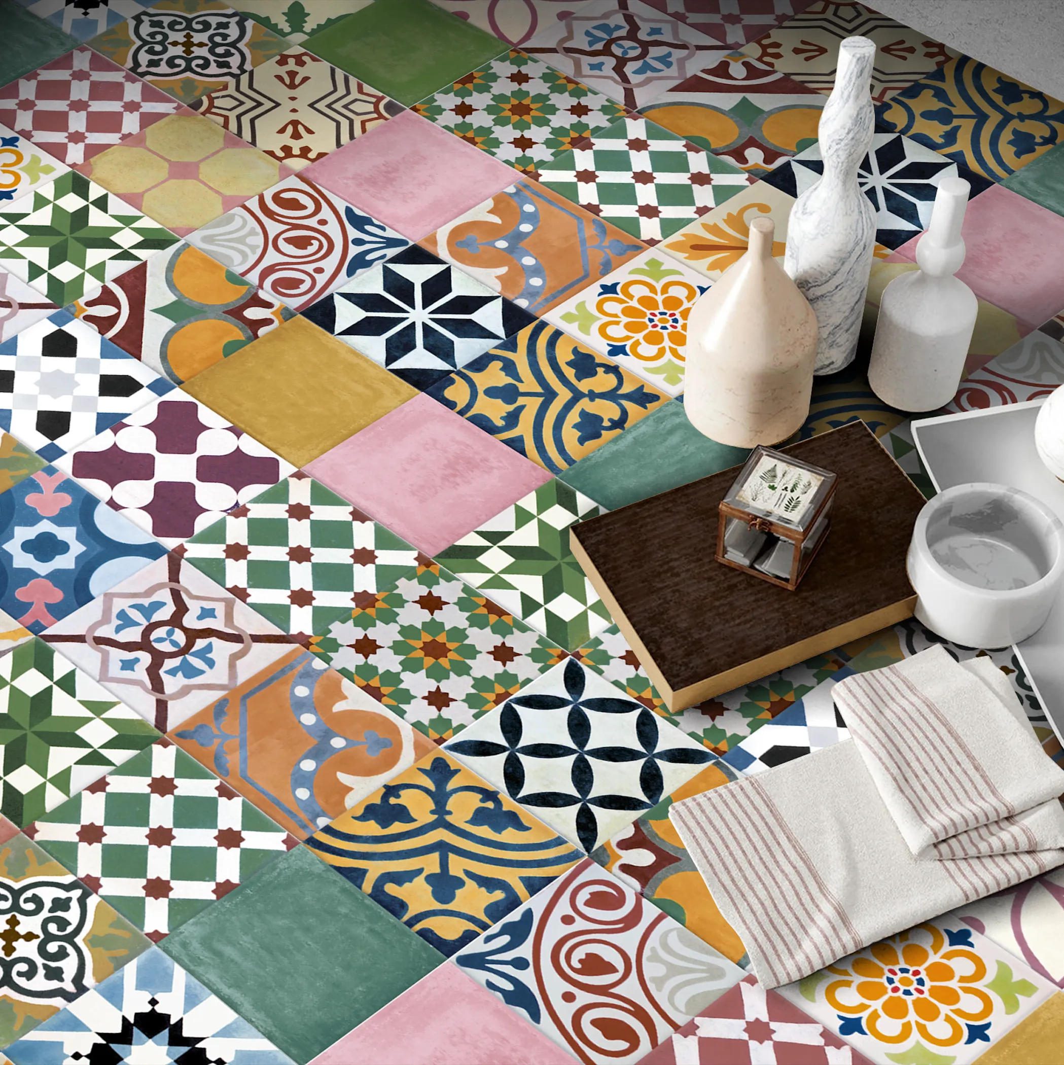 Fihrdos MINI| Patchwork & Moroccan Tiles | 15cm x 15cm | Wall & Floor Tiles