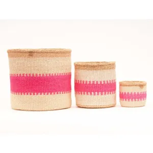 Fluoro Pink and Natural Sisal Basket