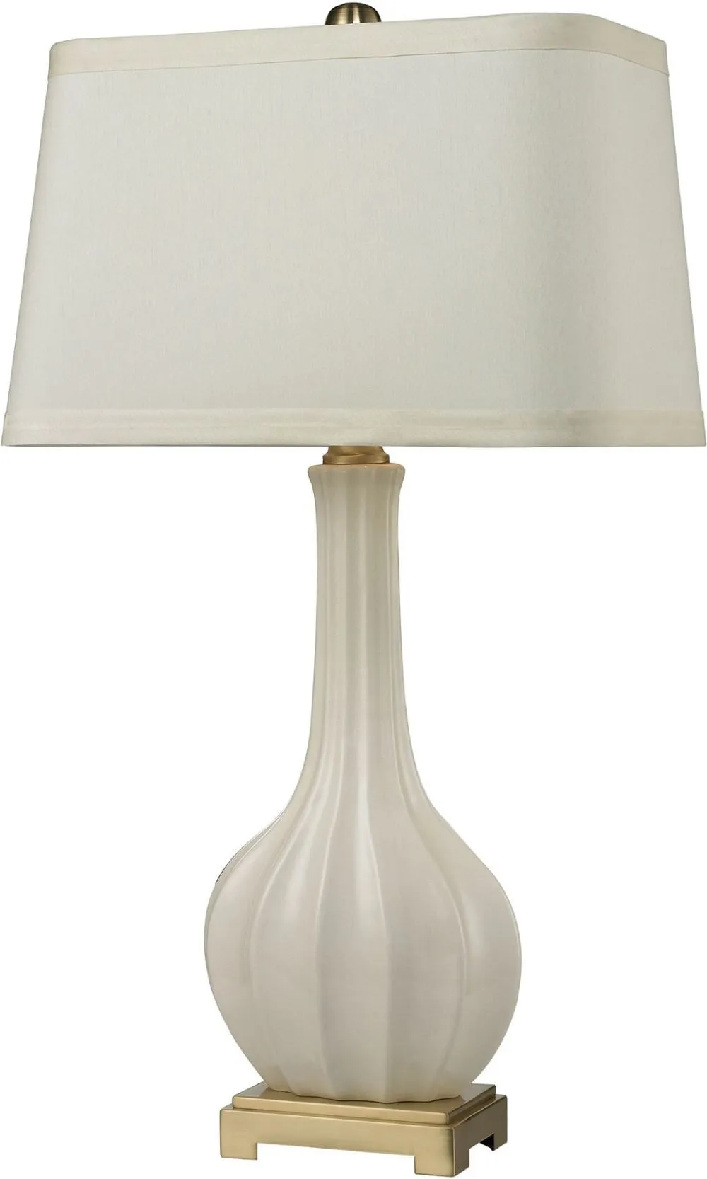 Fluted Ceramic Table Lamp In White Glaze