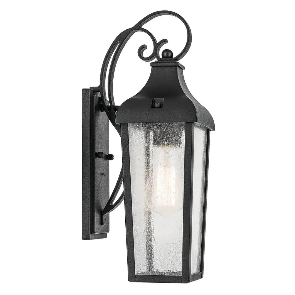 Forestdale 15 In 1-Light Outdoor Wall Light With Clear Seeded Glass, Black