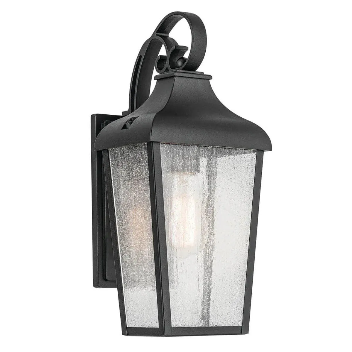 Forestdale 15 In 1-Light Outdoor Wall Light With Clear Seeded Glass, Black