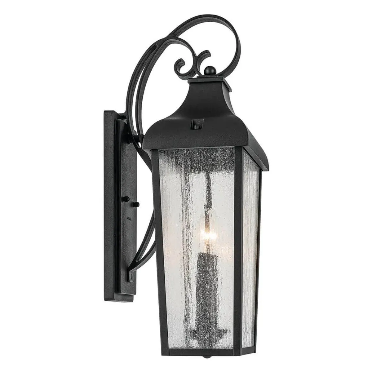 Forestdale 21 In 2-Lights Outdoor Wall Light With Clear Seeded Glass, Black