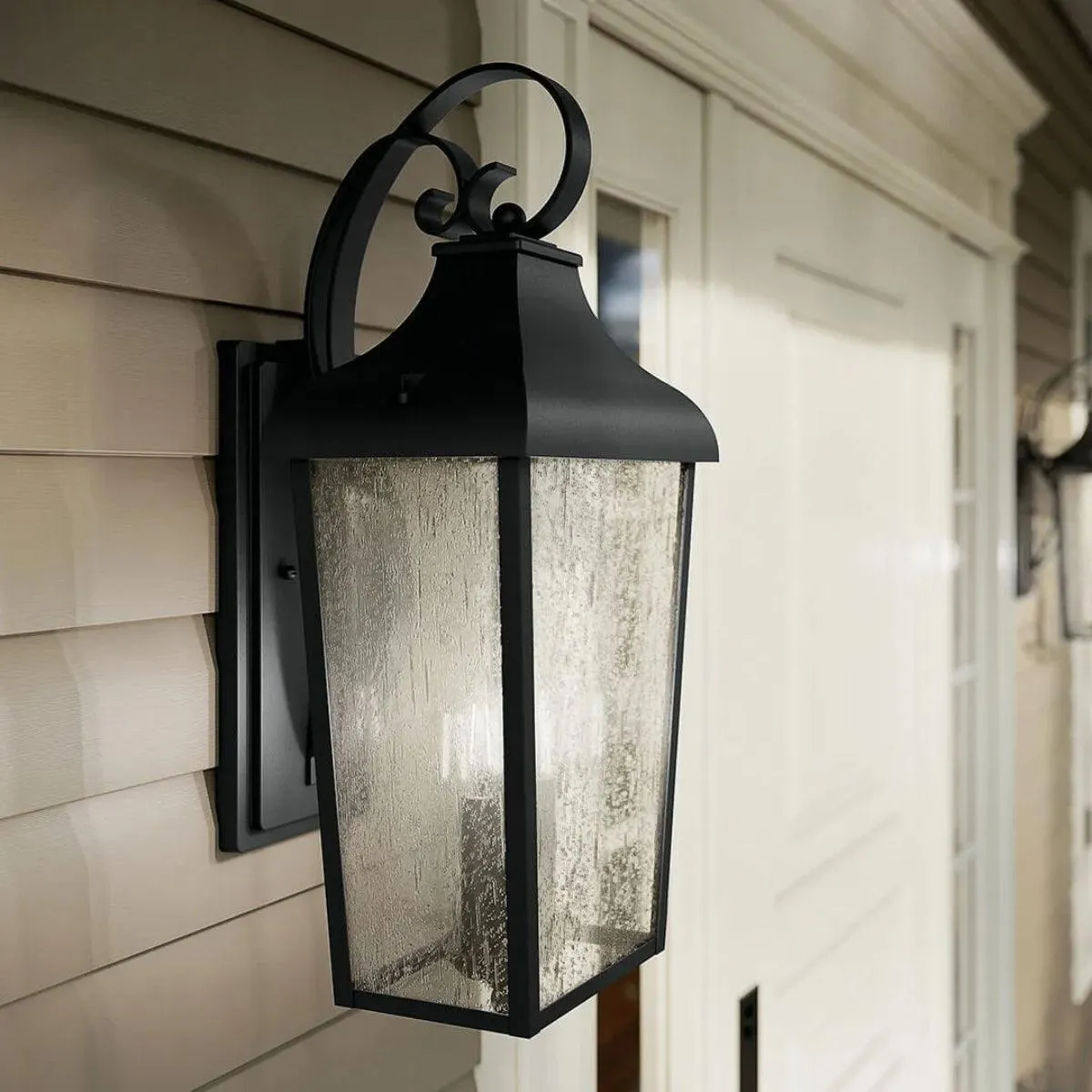 Forestdale 21 In 2-Lights Outdoor Wall Light With Clear Seeded Glass, Black