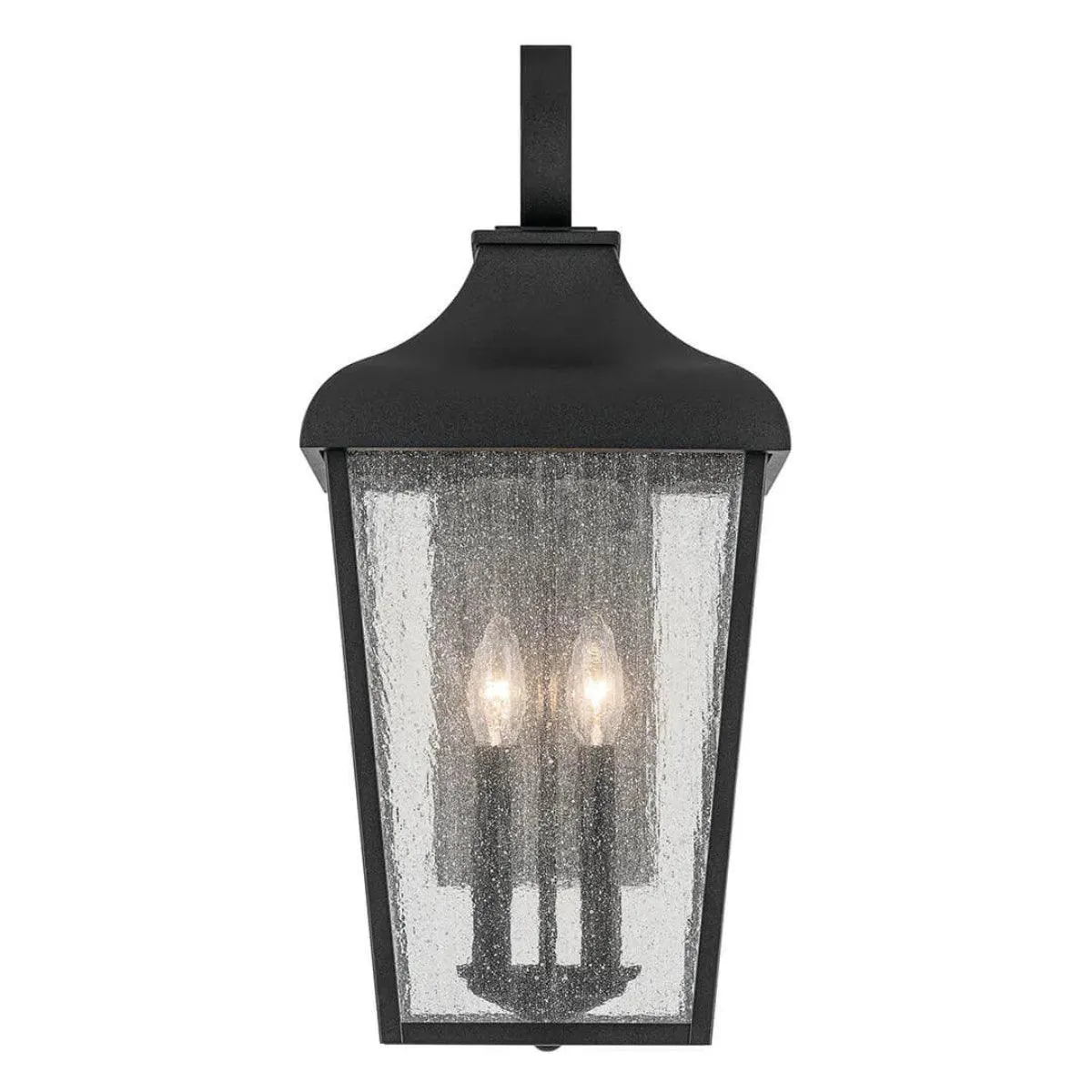 Forestdale 21 In 2-Lights Outdoor Wall Light With Clear Seeded Glass, Black